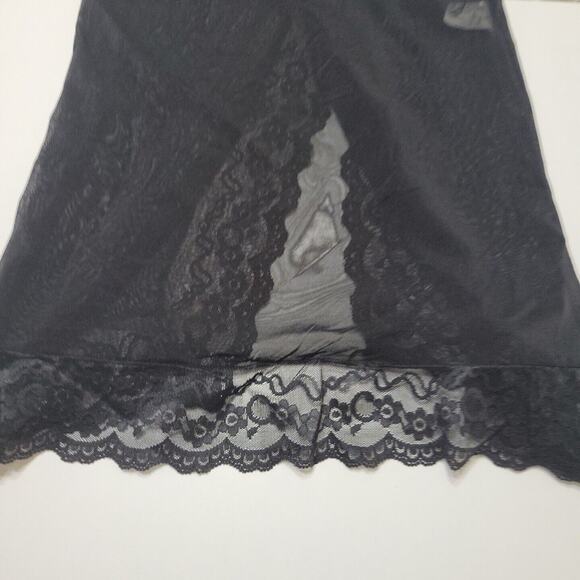 Munao Intimo Lingerie Women 34 Small Slip Black Short Open Front Lace Padded Top - Picture 10 of 12
